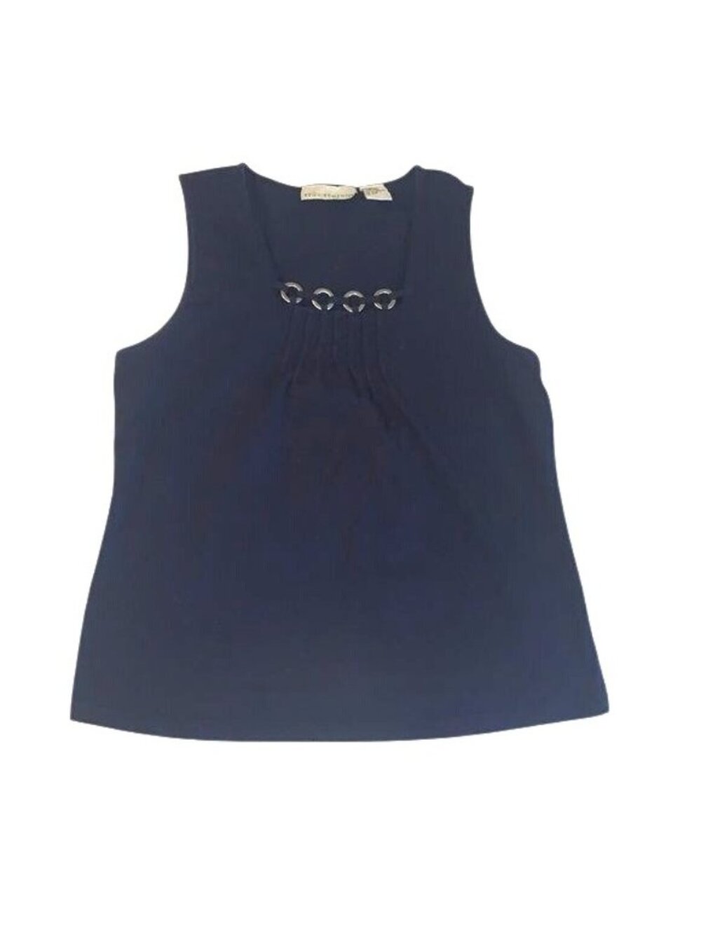 Requirements Navy Sleeveless Tank Top With Metal Accent Front Womens Size XL